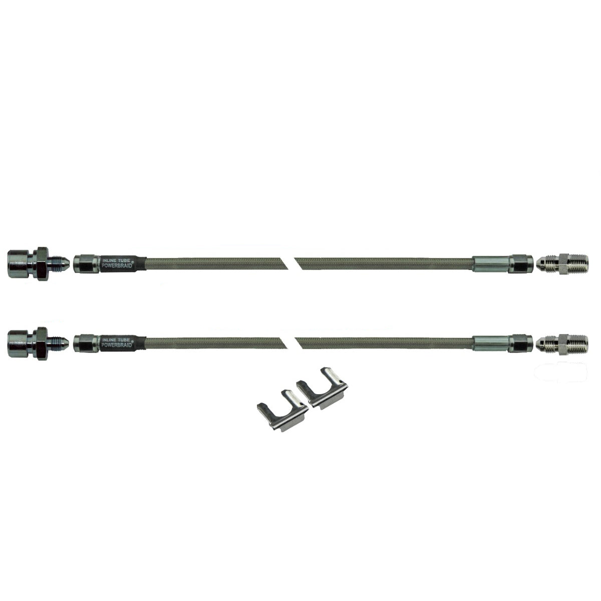 Pair Of Stainless Steel Flex Hose 21" 3/8"-24 Female 1/8" Pipe Male