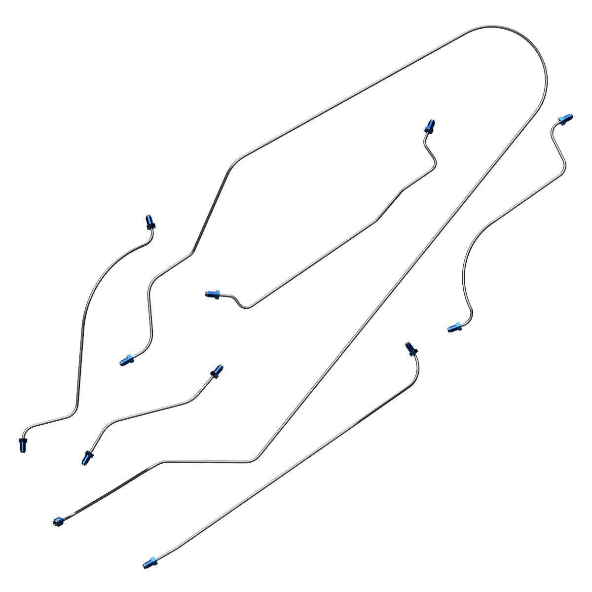 1968-78 Volkswagen Beetle Manual Drum Brake Line Kit 6pc, Stainless