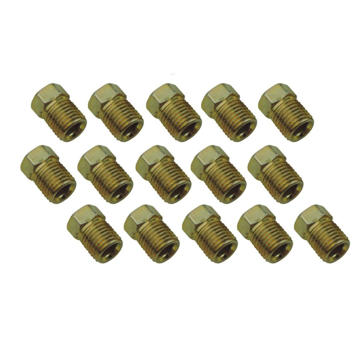 Tube Nuts, 3/8"-24 Thread Pitch, 3/8" Hex, For 3/16" Tubing, Gold, 15 Pack