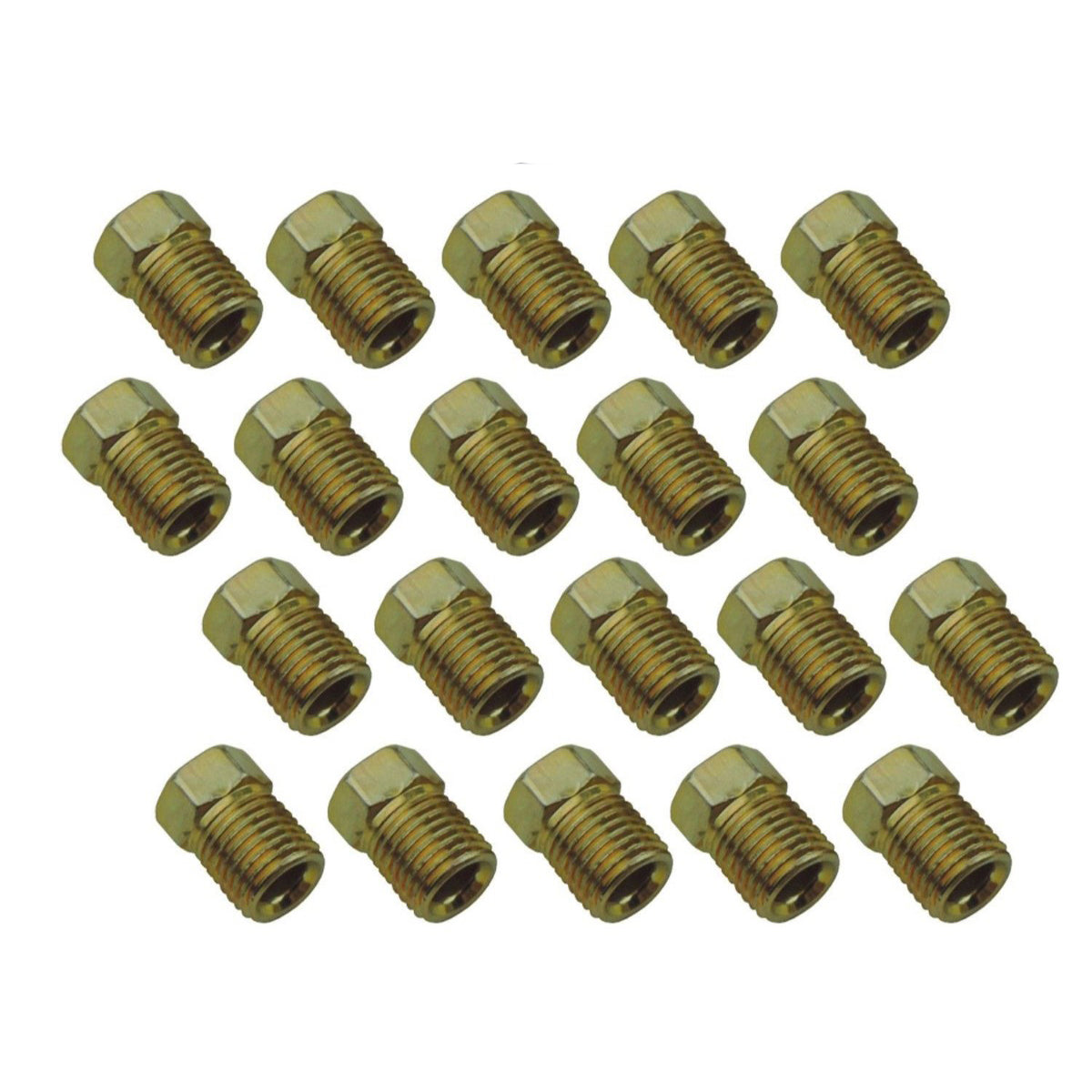 Tube Nuts, 3/8"-24 Thread Pitch, 3/8" Hex, For 3/16" Tubing, Gold, 20 Pack