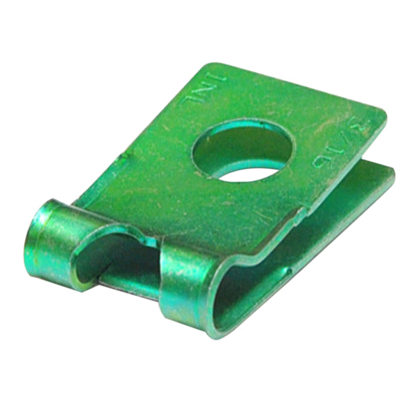Brake and Fuel Line Clip Single R Style 3/16" No Tab Green Zinc 1pc