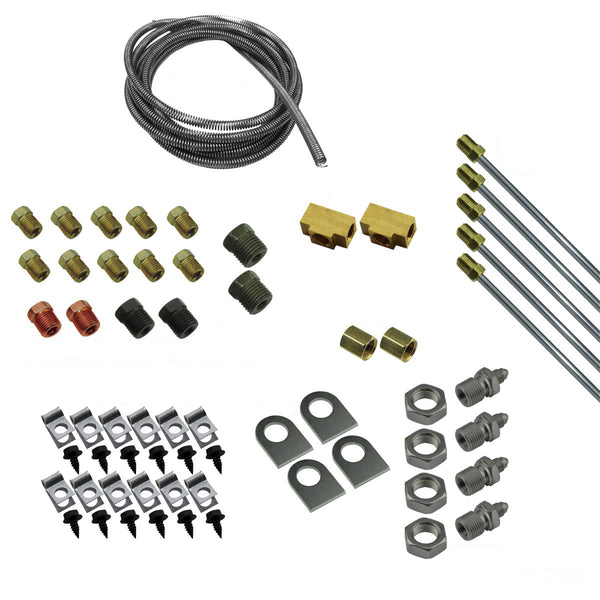 DIY Brake Plumbing Kit with Tube Brackets & Hardware, OE Steel