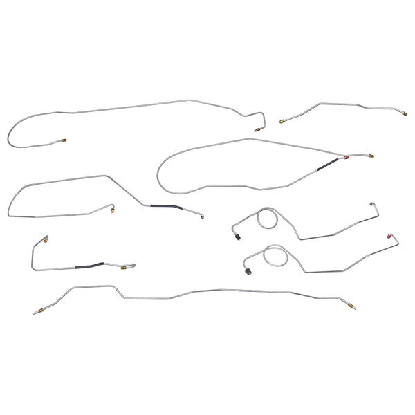 1971 Ford F-100 2wd Complete Manual Disc Brake Line Kit 8pc, Short Bed, Stainless
