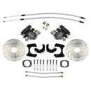 Ford New Torino Style Rear Disc Conversion Kit w/Cross-Drilled and Slotted Rotors w/E-Brake Cable Brackets