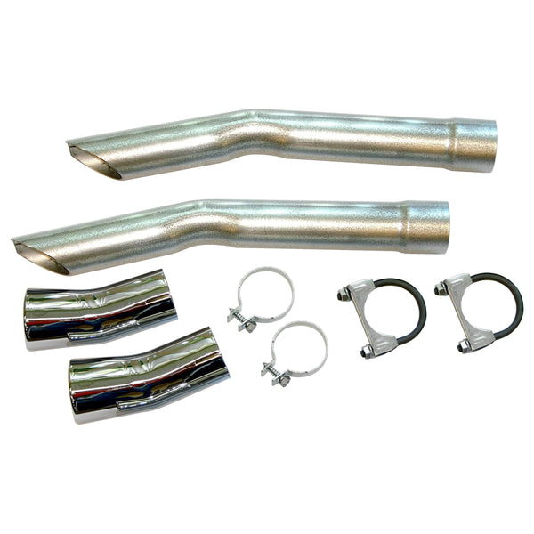 1969 Pontiac GTO Chrome Tips 2 1/4", Manual Trans With Extension Pipe and Pipe Clamps