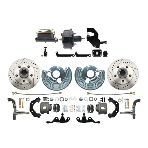 1962-72 Mopar A-Body Complete Disc Brake Conversion Kit 5X4 Bolt Pattern Cross Drilled And Slotted