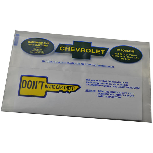 1969-72 Chevrolet Owners Manual/Paperwork Storage, Plastic Bag 1pc