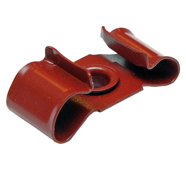Brake and Fuel Line Clip Double Line Clip with Rivet Painted Red 1pc