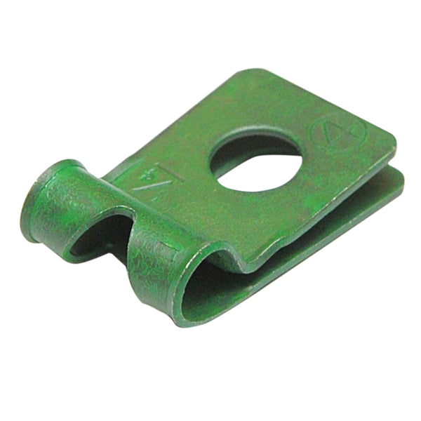 Brake and Fuel Line Clip Single R Style 1/4" No Tab Pained Green 1pc
