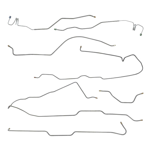 1976-Early 1977 Jeep CJ-7 Complete Manual Disc Brake Line Kit 7pc, Narrow 20, Manual Trans, 3/16" And 1/4" Master Lines Stainless
