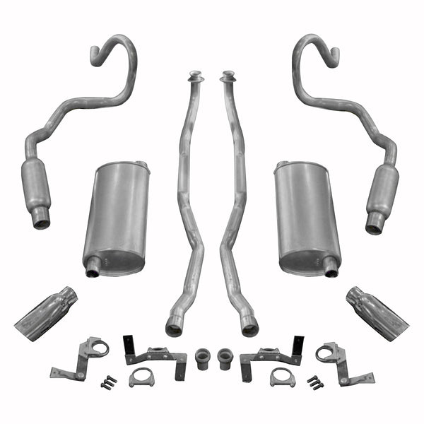 1970-72 Chevrolet Chevelle Complete Exhaust System For Big Block 2-1/2 Head Pipes 2" Tail Pipes With Bottle Resonators
