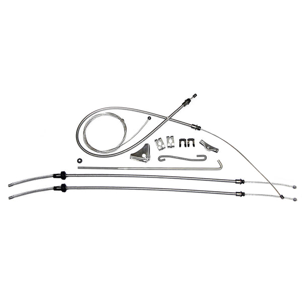 1972-74 Dodge Challenger E-Body Complete Parking Brake Cable Kit, With Intermediate, Stainless