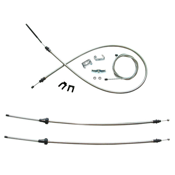1963-65 B-Body Plymouth Complete Parking Brake Cable Kit, Stainless