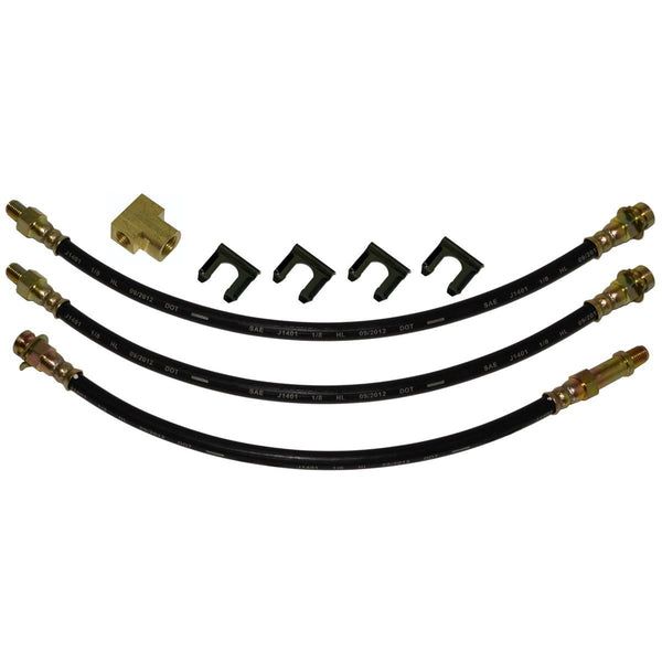 1958-60 Pontiac Front Drum / Rear Drum 3 hose Kit. This is for cars with factory drum brakes. 8pc