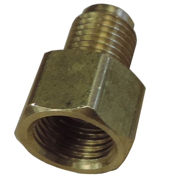 Brass Line Adapter, Male 3/8"-24 Inverted Flare, Female 7/16"-24 Inverted Flare