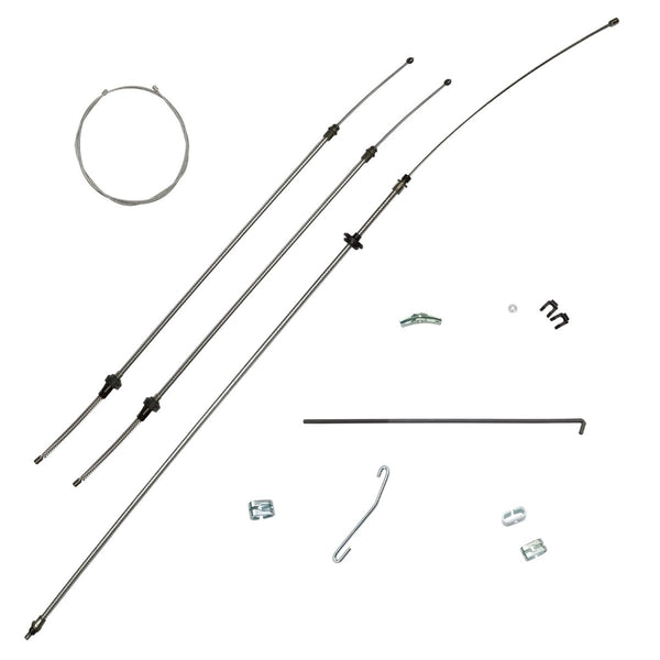 1970-74 E-Body Plymouth Cuda Complete Parking Brake Cable Kit, With 85" Intermediate, OE Steel