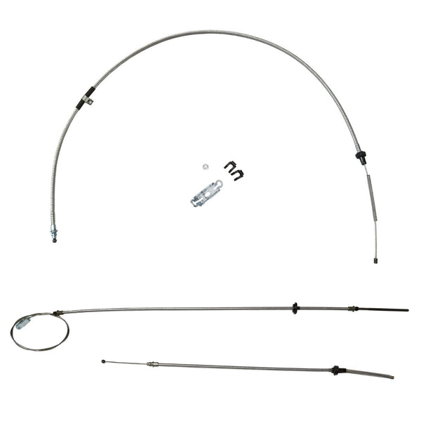1970-74 E-Body Plymouth Cuda Complete Parking Brake Cable Kit, Without Intermediate OE Steel