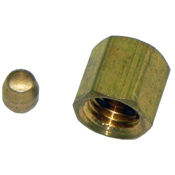 Compression Fitting 1/8 Female With Sleeve, Brass