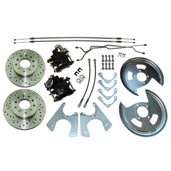 1964-1972 GM A-Body Rear Disc Kit with Cross Drilled and Slotted Rotors and Stainless Braided Hoses