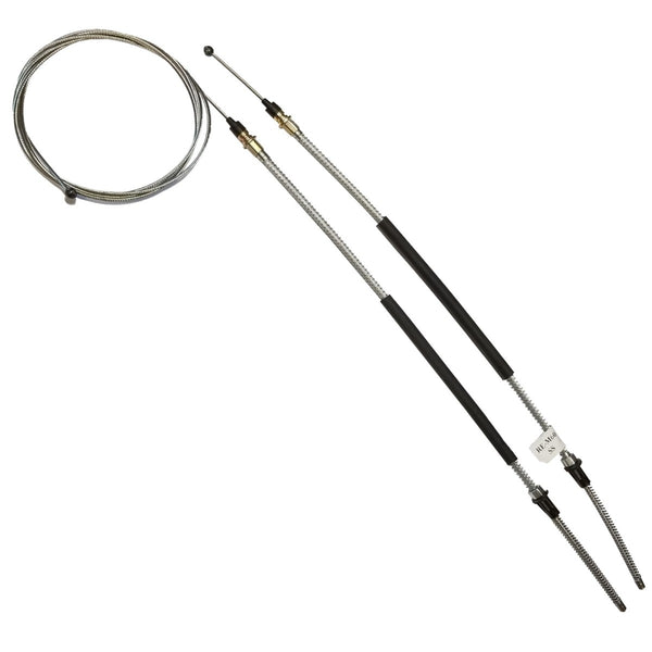 1971-73 Ford Mustang Rear Parking Brake Cable Pair - One Long, One Short Inner, OE Steel
