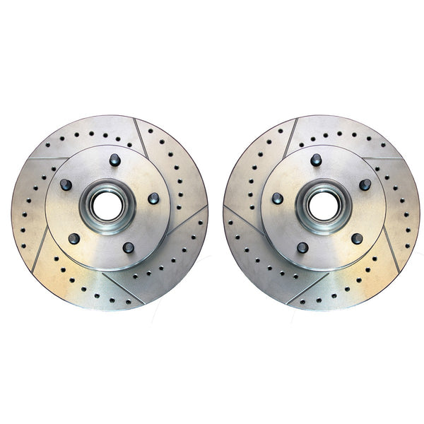 1964-72 GM A-Body 1967-69 GM F-Body 1968-74 GM X-Body Drilled and Slotted Disc Brake Front Rotors 2pc