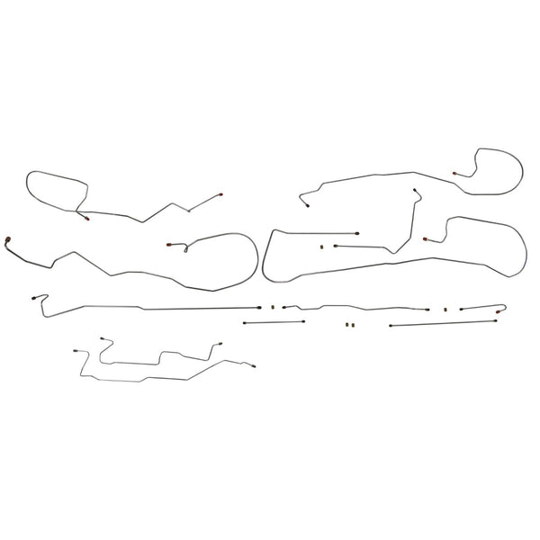 2005-06 Chevrolet GMC 1500 (Non-HD) 2WD Std & Ext. Cab Short & Long Bed Rear Drum Complete Brake Line Kit 12pc, Stainless