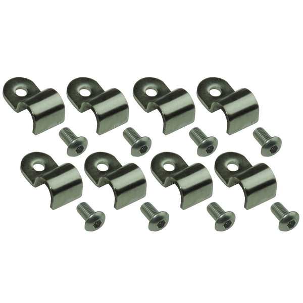 3/8" Tube Brake and Fuel Line Stainless Clamp/Street Rod Clip (.600 Wide/.200 Hole) and Screw Kit 16pc